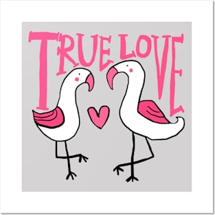 true love, flamingo Posters and Art